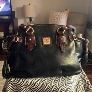 Dooney & Bourke Black and Brown Leather Satchel